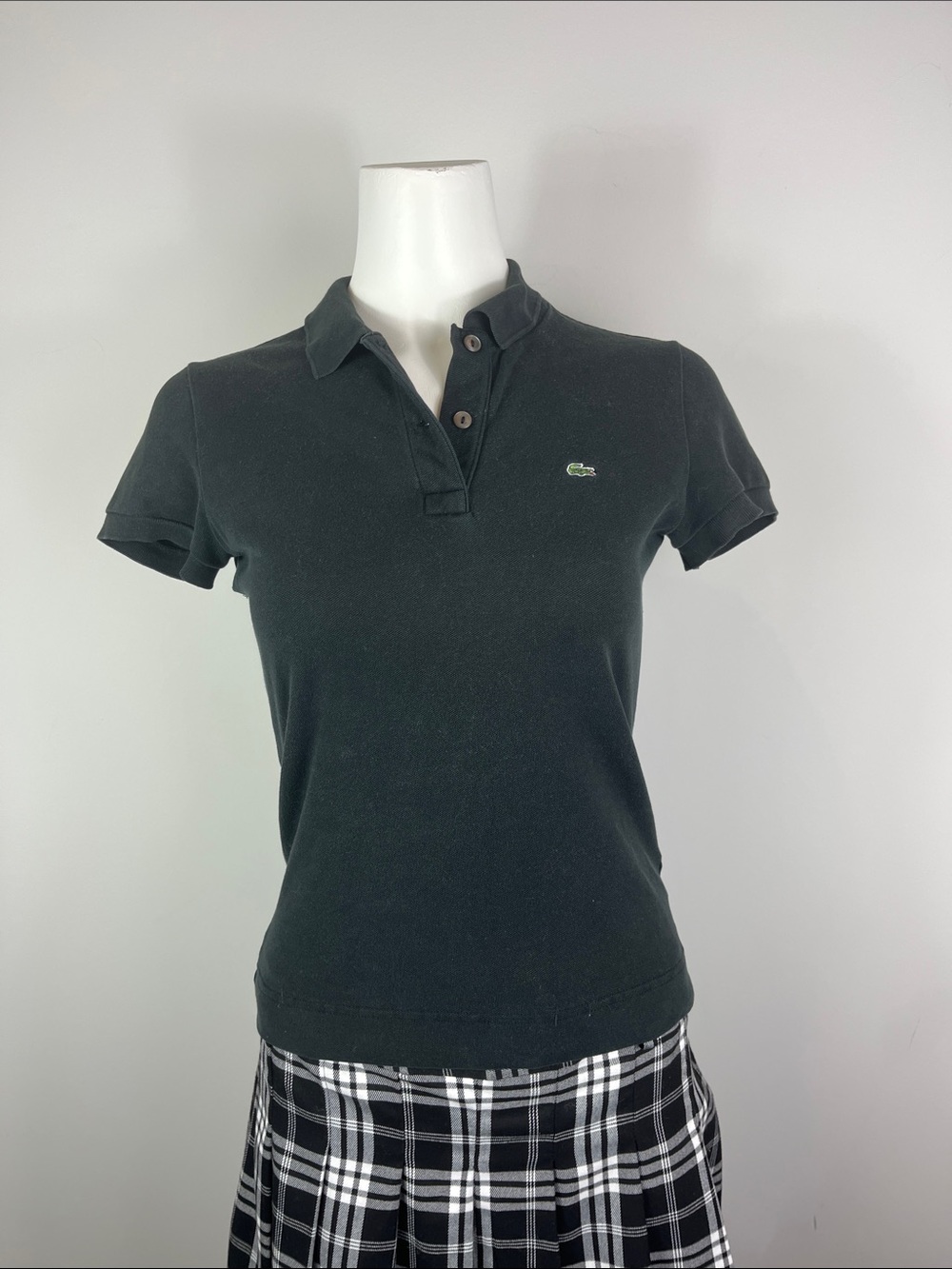 Lacoste Women’s Black Short-Sleeve Polo Top with Logo